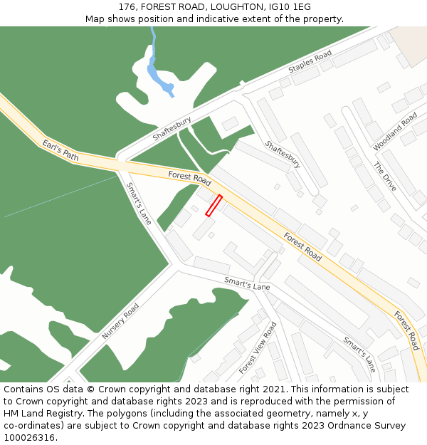 176, FOREST ROAD, LOUGHTON, IG10 1EG: Location map and indicative extent of plot