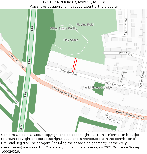 176, HENNIKER ROAD, IPSWICH, IP1 5HQ: Location map and indicative extent of plot