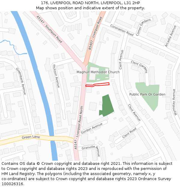 176, LIVERPOOL ROAD NORTH, LIVERPOOL, L31 2HP: Location map and indicative extent of plot