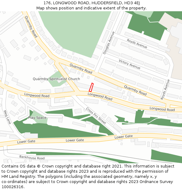 176, LONGWOOD ROAD, HUDDERSFIELD, HD3 4EJ: Location map and indicative extent of plot