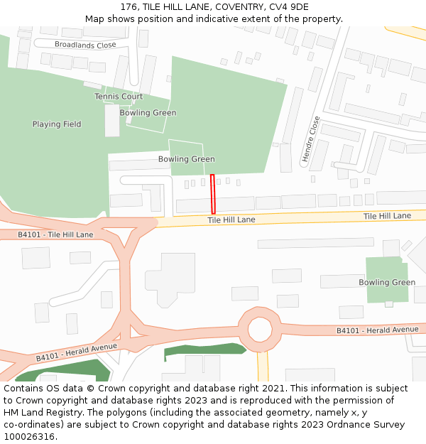 176, TILE HILL LANE, COVENTRY, CV4 9DE: Location map and indicative extent of plot
