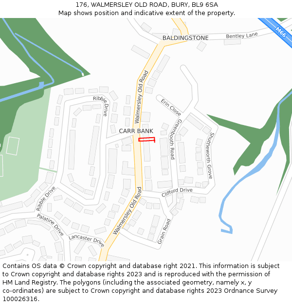 176, WALMERSLEY OLD ROAD, BURY, BL9 6SA: Location map and indicative extent of plot