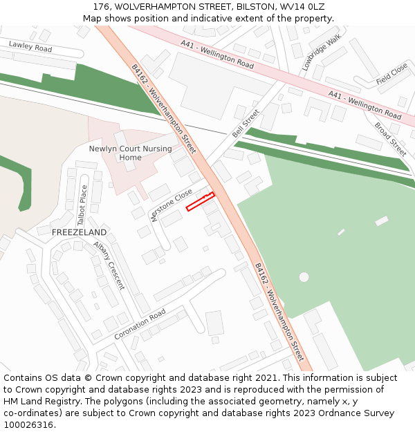176, WOLVERHAMPTON STREET, BILSTON, WV14 0LZ: Location map and indicative extent of plot
