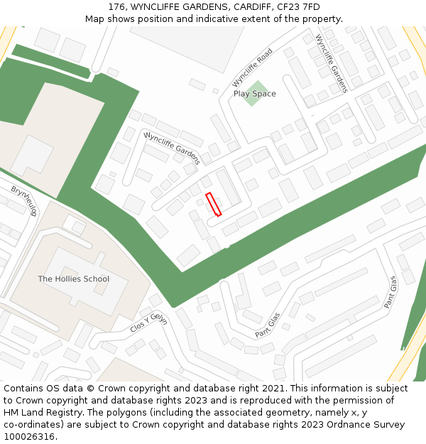 176, WYNCLIFFE GARDENS, CARDIFF, CF23 7FD: Location map and indicative extent of plot