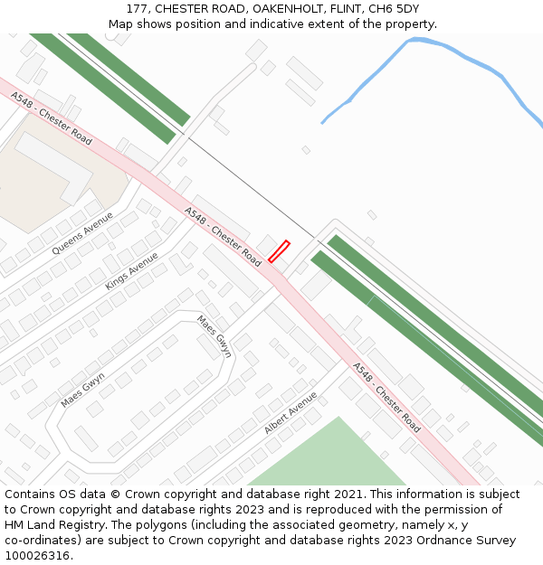 177, CHESTER ROAD, OAKENHOLT, FLINT, CH6 5DY: Location map and indicative extent of plot