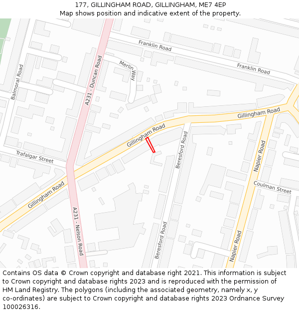 177, GILLINGHAM ROAD, GILLINGHAM, ME7 4EP: Location map and indicative extent of plot