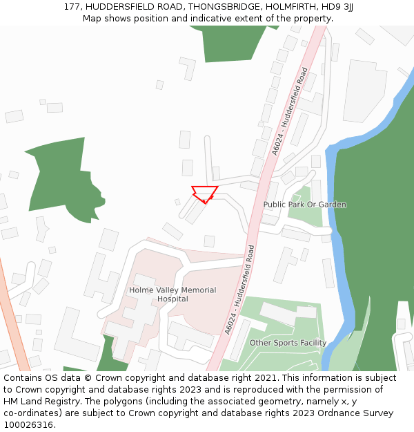 177, HUDDERSFIELD ROAD, THONGSBRIDGE, HOLMFIRTH, HD9 3JJ: Location map and indicative extent of plot