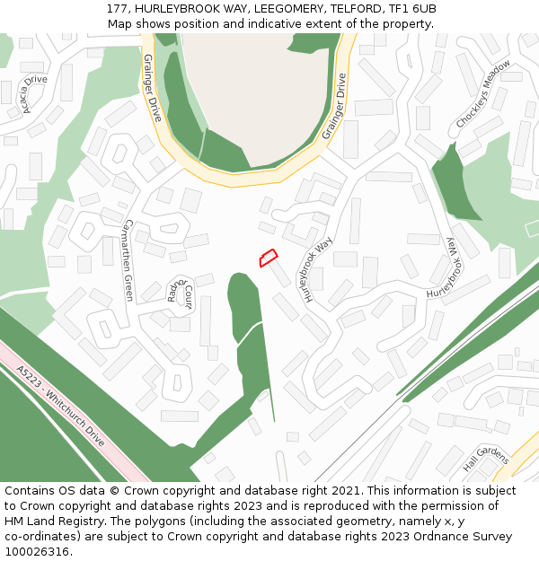 177, HURLEYBROOK WAY, LEEGOMERY, TELFORD, TF1 6UB: Location map and indicative extent of plot