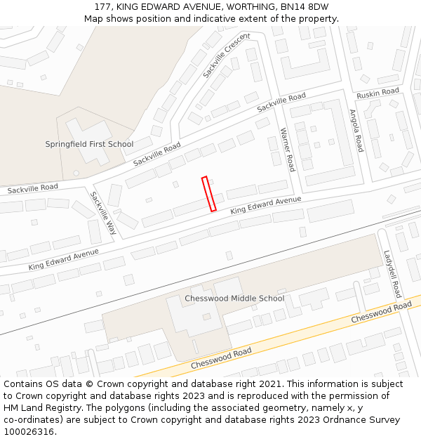 177, KING EDWARD AVENUE, WORTHING, BN14 8DW: Location map and indicative extent of plot