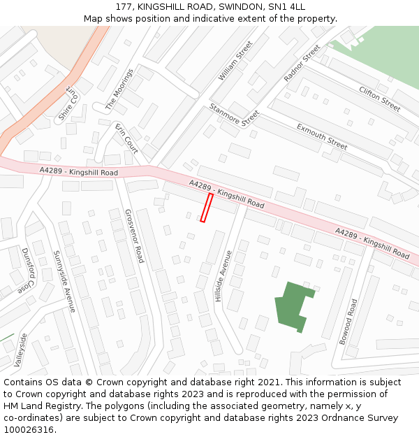 177, KINGSHILL ROAD, SWINDON, SN1 4LL: Location map and indicative extent of plot