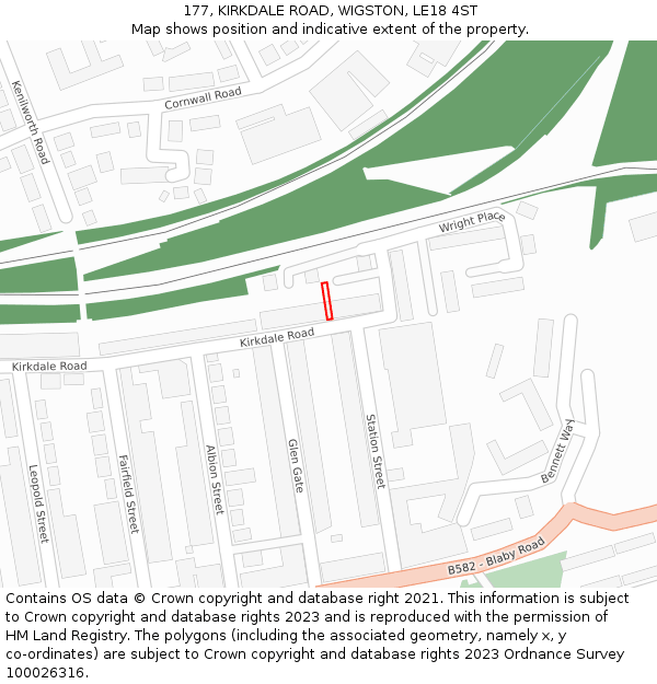 177, KIRKDALE ROAD, WIGSTON, LE18 4ST: Location map and indicative extent of plot