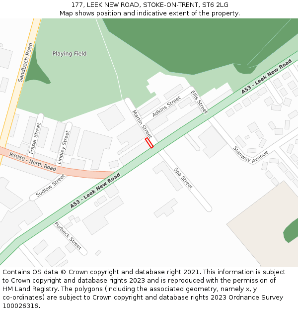 177, LEEK NEW ROAD, STOKE-ON-TRENT, ST6 2LG: Location map and indicative extent of plot