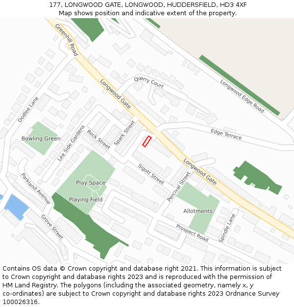 177, LONGWOOD GATE, LONGWOOD, HUDDERSFIELD, HD3 4XF: Location map and indicative extent of plot