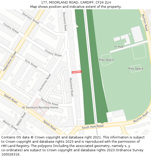 177, MOORLAND ROAD, CARDIFF, CF24 2LH: Location map and indicative extent of plot