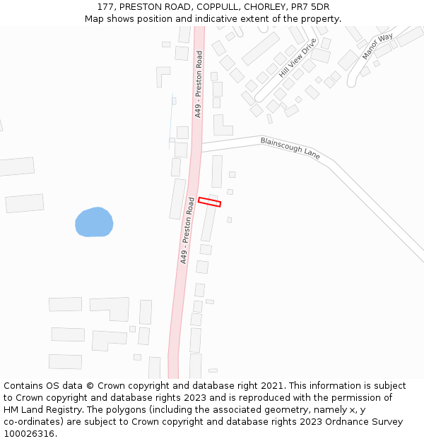 177, PRESTON ROAD, COPPULL, CHORLEY, PR7 5DR: Location map and indicative extent of plot