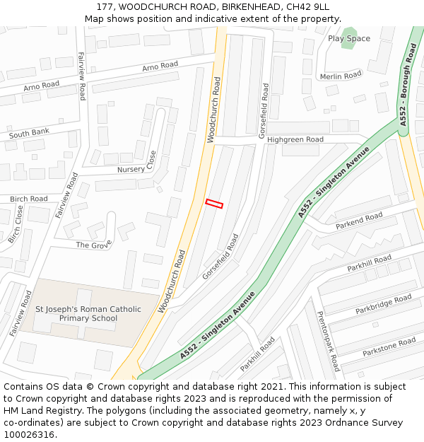 177, WOODCHURCH ROAD, BIRKENHEAD, CH42 9LL: Location map and indicative extent of plot