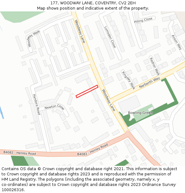 177, WOODWAY LANE, COVENTRY, CV2 2EH: Location map and indicative extent of plot