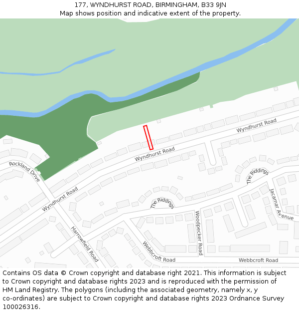177, WYNDHURST ROAD, BIRMINGHAM, B33 9JN: Location map and indicative extent of plot