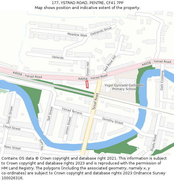 177, YSTRAD ROAD, PENTRE, CF41 7PP: Location map and indicative extent of plot