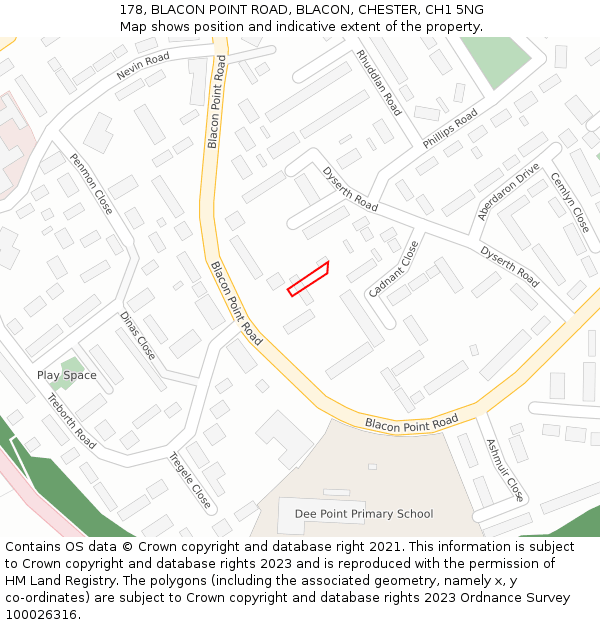 178, BLACON POINT ROAD, BLACON, CHESTER, CH1 5NG: Location map and indicative extent of plot