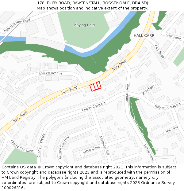 178, BURY ROAD, RAWTENSTALL, ROSSENDALE, BB4 6DJ: Location map and indicative extent of plot