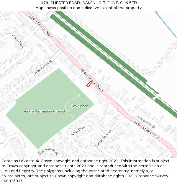 178, CHESTER ROAD, OAKENHOLT, FLINT, CH6 5ED: Location map and indicative extent of plot