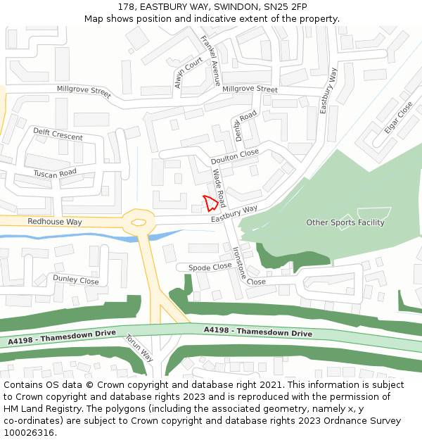 178, EASTBURY WAY, SWINDON, SN25 2FP: Location map and indicative extent of plot