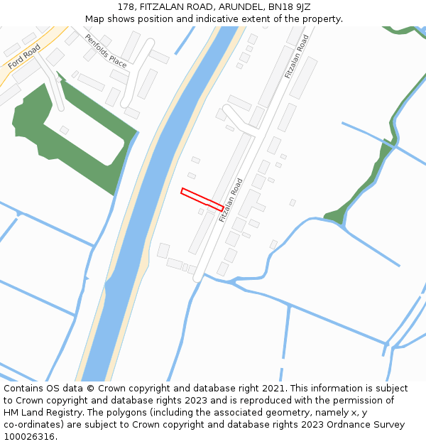 178, FITZALAN ROAD, ARUNDEL, BN18 9JZ: Location map and indicative extent of plot