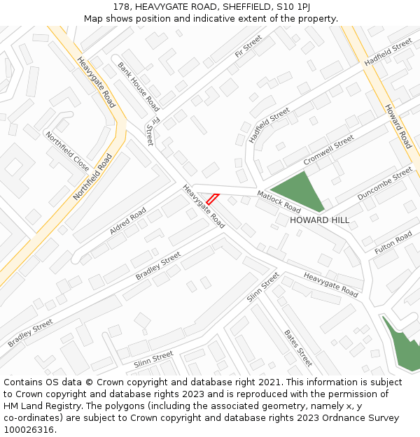178, HEAVYGATE ROAD, SHEFFIELD, S10 1PJ: Location map and indicative extent of plot