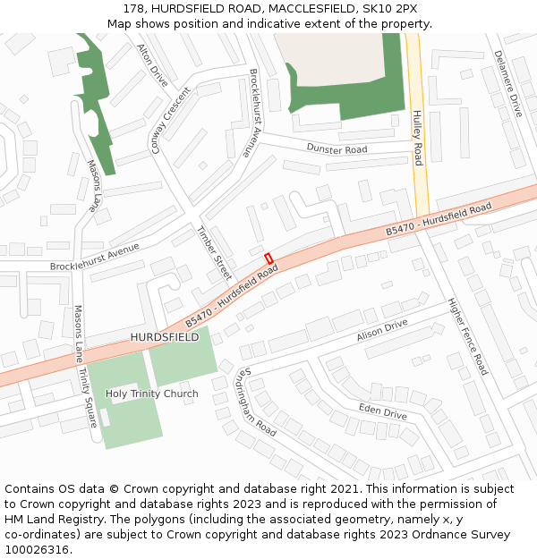 178, HURDSFIELD ROAD, MACCLESFIELD, SK10 2PX: Location map and indicative extent of plot