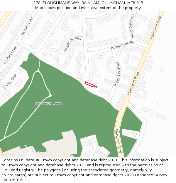 178, PLOUGHMANS WAY, RAINHAM, GILLINGHAM, ME8 8LR: Location map and indicative extent of plot