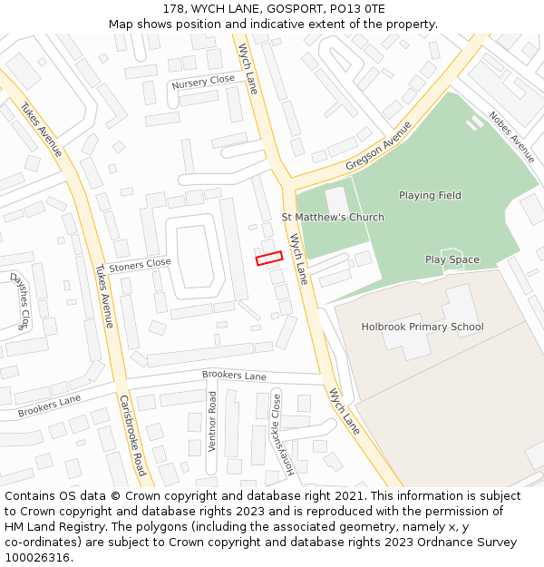 178, WYCH LANE, GOSPORT, PO13 0TE: Location map and indicative extent of plot
