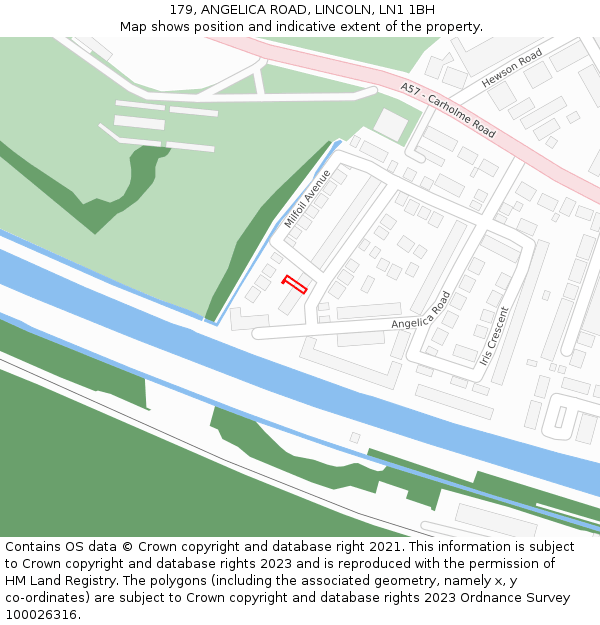 179, ANGELICA ROAD, LINCOLN, LN1 1BH: Location map and indicative extent of plot