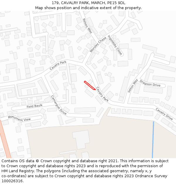 179, CAVALRY PARK, MARCH, PE15 9DL: Location map and indicative extent of plot