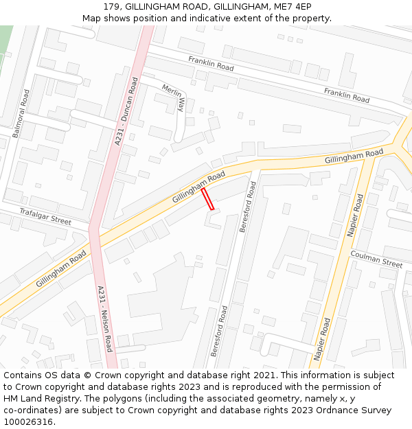 179, GILLINGHAM ROAD, GILLINGHAM, ME7 4EP: Location map and indicative extent of plot