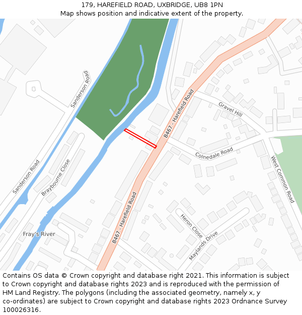179, HAREFIELD ROAD, UXBRIDGE, UB8 1PN: Location map and indicative extent of plot