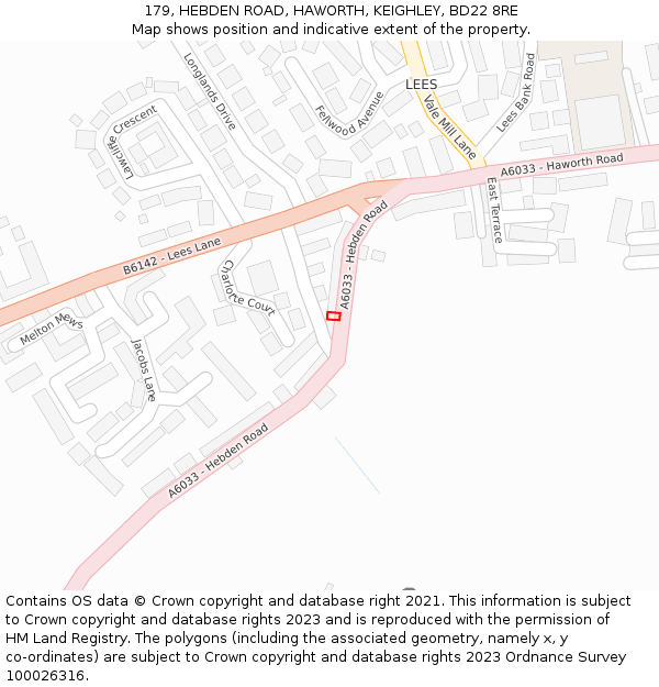 179, HEBDEN ROAD, HAWORTH, KEIGHLEY, BD22 8RE: Location map and indicative extent of plot