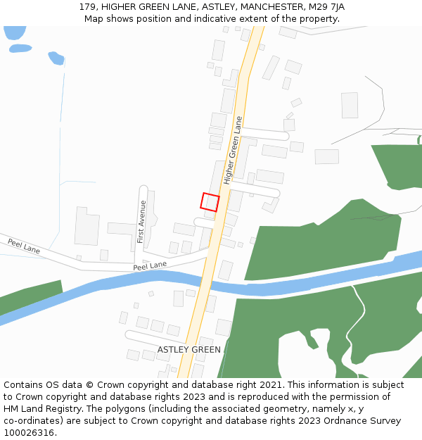 179, HIGHER GREEN LANE, ASTLEY, MANCHESTER, M29 7JA: Location map and indicative extent of plot