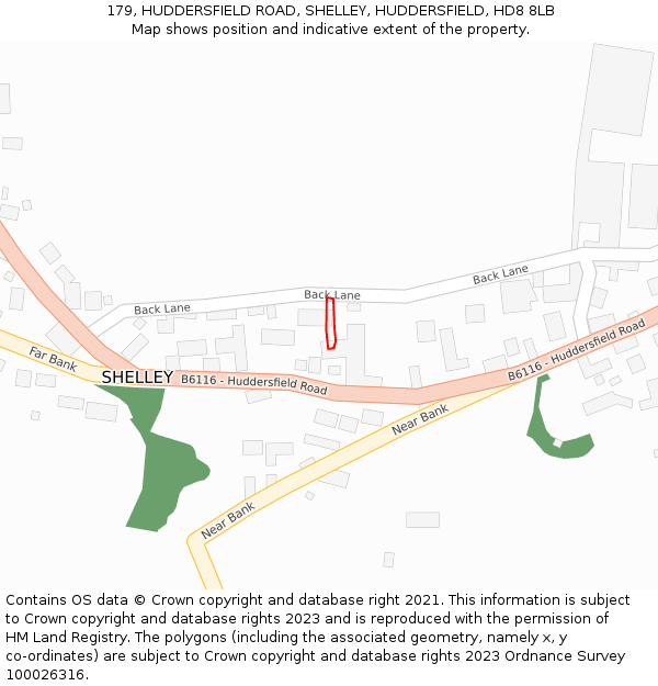 179, HUDDERSFIELD ROAD, SHELLEY, HUDDERSFIELD, HD8 8LB: Location map and indicative extent of plot