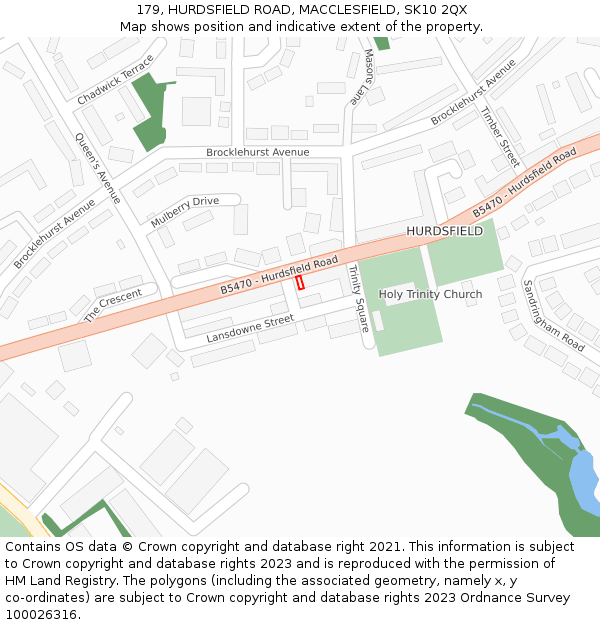 179, HURDSFIELD ROAD, MACCLESFIELD, SK10 2QX: Location map and indicative extent of plot