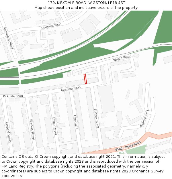 179, KIRKDALE ROAD, WIGSTON, LE18 4ST: Location map and indicative extent of plot