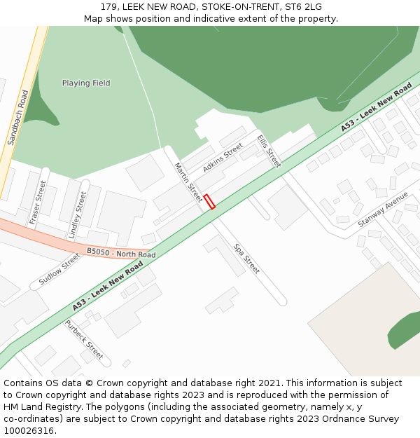 179, LEEK NEW ROAD, STOKE-ON-TRENT, ST6 2LG: Location map and indicative extent of plot