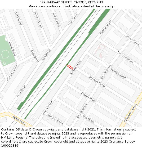 179, RAILWAY STREET, CARDIFF, CF24 2NB: Location map and indicative extent of plot
