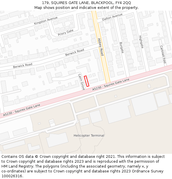 179, SQUIRES GATE LANE, BLACKPOOL, FY4 2QQ: Location map and indicative extent of plot