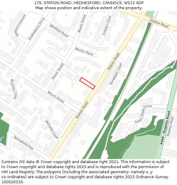 179, STATION ROAD, HEDNESFORD, CANNOCK, WS12 4DP: Location map and indicative extent of plot
