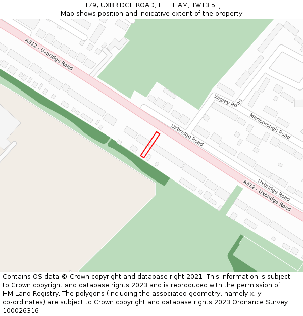 179, UXBRIDGE ROAD, FELTHAM, TW13 5EJ: Location map and indicative extent of plot