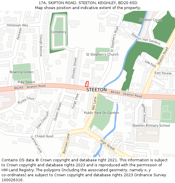 17A, SKIPTON ROAD, STEETON, KEIGHLEY, BD20 6SD: Location map and indicative extent of plot