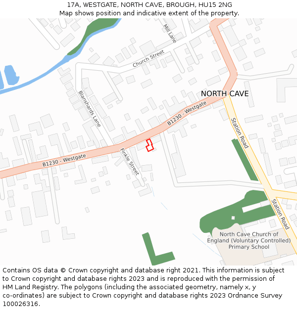 17A, WESTGATE, NORTH CAVE, BROUGH, HU15 2NG: Location map and indicative extent of plot
