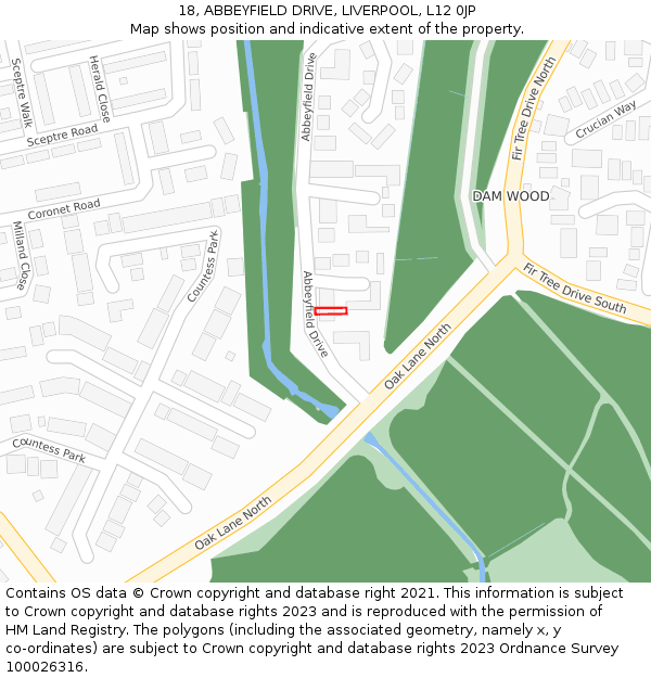18, ABBEYFIELD DRIVE, LIVERPOOL, L12 0JP: Location map and indicative extent of plot