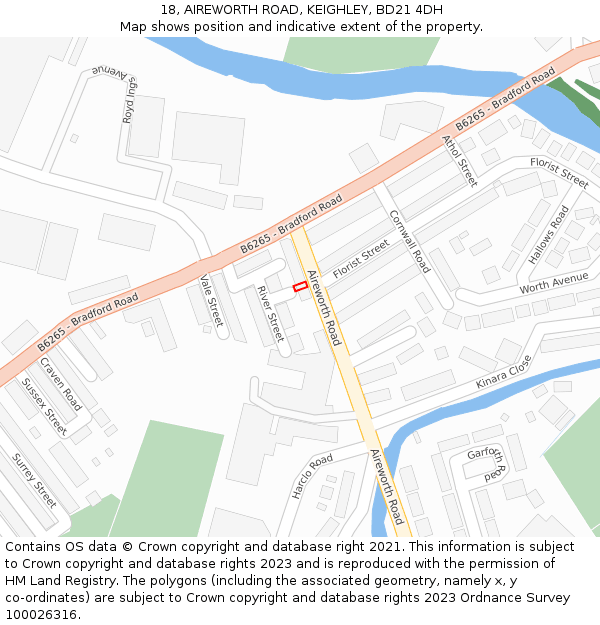 18, AIREWORTH ROAD, KEIGHLEY, BD21 4DH: Location map and indicative extent of plot